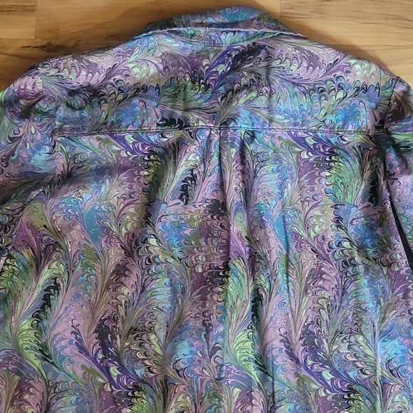Vintage 70s Psychedelic Marble Print Leisure Shirt Large Retro Indie Hippi Boho - Picture 6 of 9